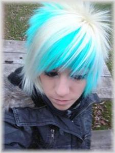 Blue emo hair